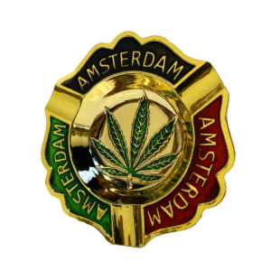 Amsterdam Quality Weed Leaf Gold Metal Ashtray