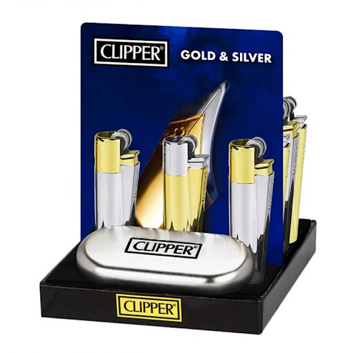CLIPPER GOLD AND SILVER METAL LIGHTERS
